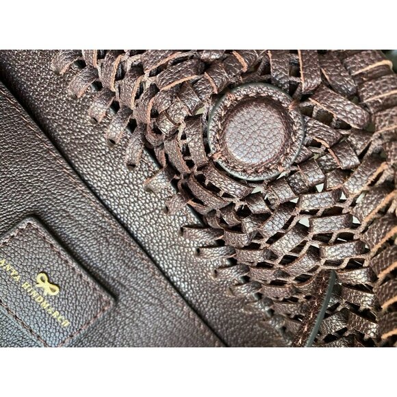 Anya Hindmarch Neeson Leather Woven Bucket Bag in Rosewood Brown - Picture 12 of 16